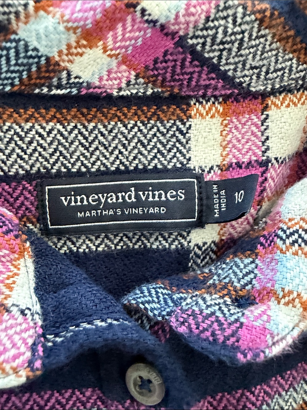 Vineyard Vines Plaid Flannel Shirt Women's Size 10 Martha's Vineyard
